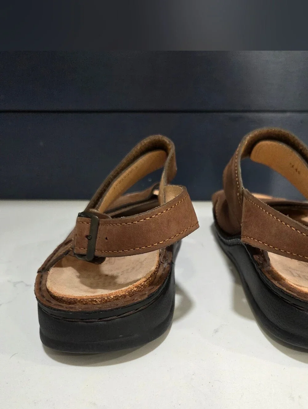 Finn Comfort Leather Comfort Sandals Brown Hook Loop Slingback Germany EU 44
